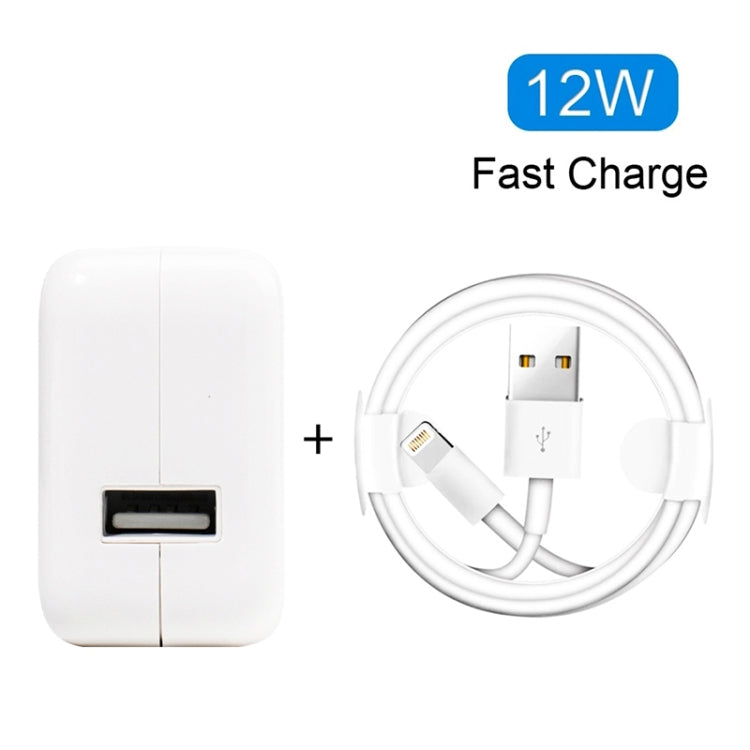 Chargeur USB 12W + câble de données USB vers 8 broches pour séries iPad / iPhone / iPod, prise US