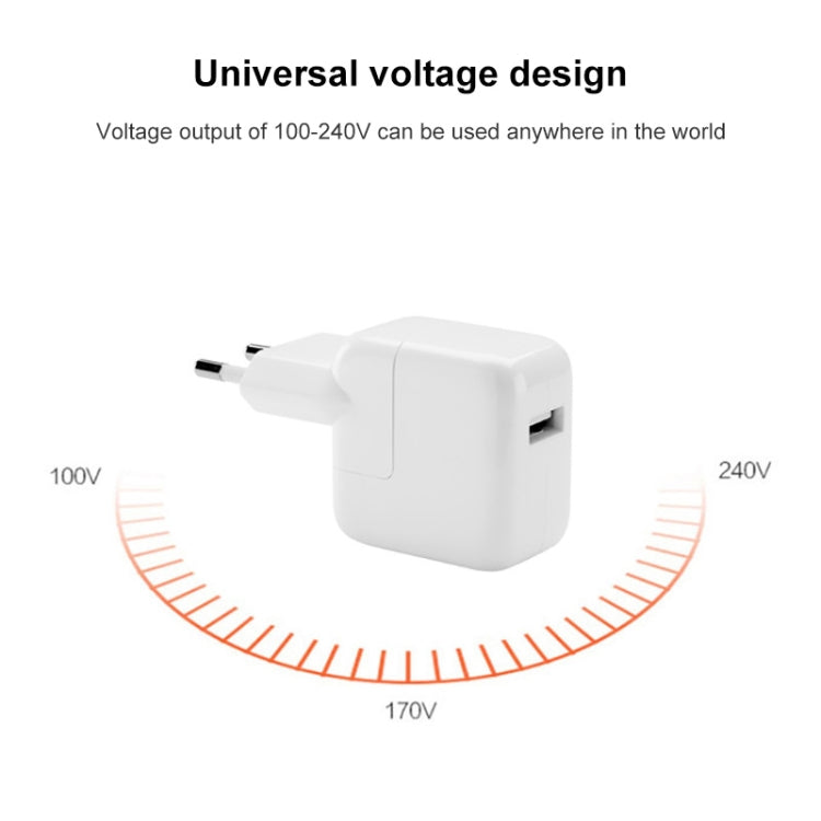 Chargeur USB 12W + câble de données USB vers 8 broches pour séries iPad / iPhone / iPod, prise EU