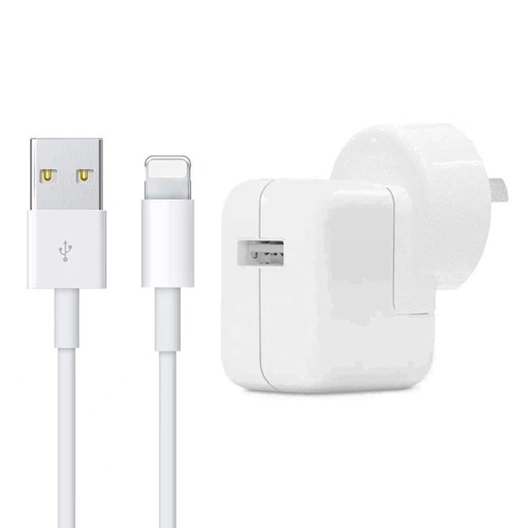 Chargeur USB 12W + câble de données USB vers 8 broches pour séries iPad / iPhone / iPod, prise AU