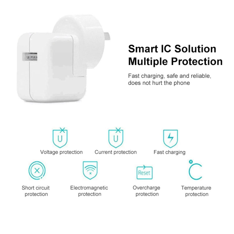 Chargeur USB 12W + câble de données USB vers 8 broches pour séries iPad / iPhone / iPod, prise AU