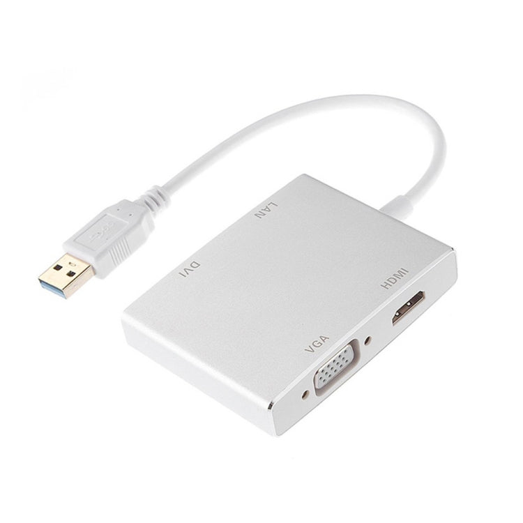 Convertisseur carte réseau USB 3.0 4 en 1 vers VGA + HDMI + DVI + RJ45 WS-03