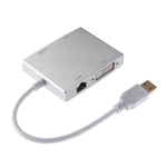 Convertisseur carte réseau USB 3.0 4 en 1 vers VGA + HDMI + DVI + RJ45 WS-03