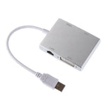 Convertisseur carte réseau USB 3.0 4 en 1 vers VGA + HDMI + DVI + RJ45 WS-03
