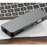 Adaptateur convertisseur hub USB3.0 8 en 1 Type-C vers HDMI + VGA + SD + TF + RJ45 + PD + 2 x USB3.0 WS-11