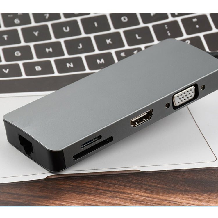 Adaptateur convertisseur hub USB3.0 8 en 1 Type-C vers HDMI + VGA + SD + TF + RJ45 + PD + 2 x USB3.0 WS-11