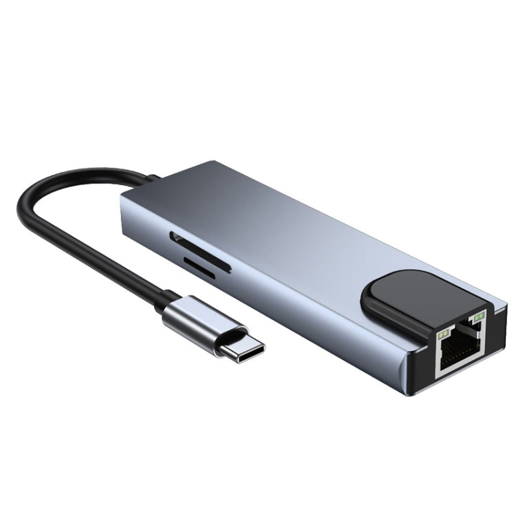 Adaptateur HUB 6 en 1 Type-C vers HDMI + RJ45 + SD / TF + PD + USB