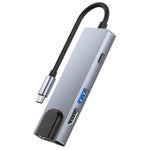 Adaptateur HUB 6 en 1 Type-C vers HDMI + RJ45 + SD / TF + PD + USB