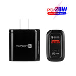 TE-PD01 Chargeur rapide à double port USB PD 20W + QC3.0 avec voyant indicateur, prise US, prise US