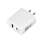 TE-PD01 Chargeur rapide à double port USB PD 20W + QC3.0 avec voyant indicateur, prise US, prise US