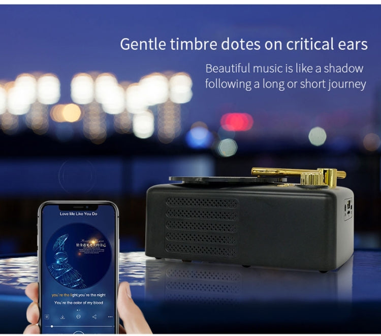 Style rétro, antenne FM intégrée haute sensibilité, voyage longue durée, T12 (Noir)