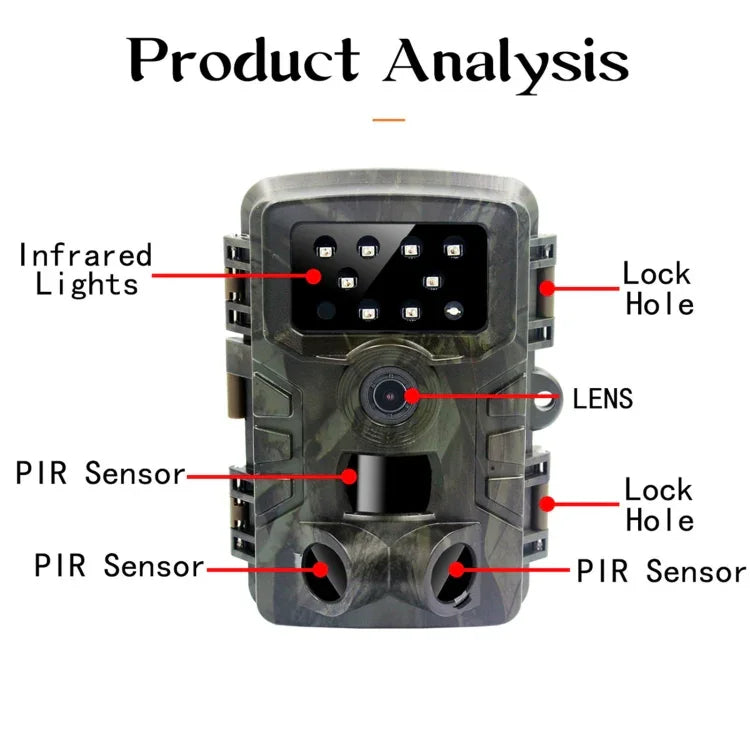 Caméra de chasse faune PR700 1080P, enregistreur vidéo activé par mouvement avec vision nocturne pour suivi extérieur, déclencheur de scan, PR700