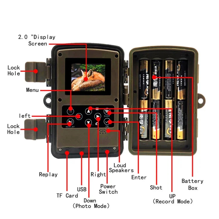 Caméra de chasse faune PR700 1080P, enregistreur vidéo activé par mouvement avec vision nocturne pour suivi extérieur, déclencheur de scan, PR700