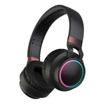 Casque stéréo HiFi sans fil pliable Bluetooth 5.0 à LED colorées avec micro, prise en charge carte TF / AUX 3,5 mm