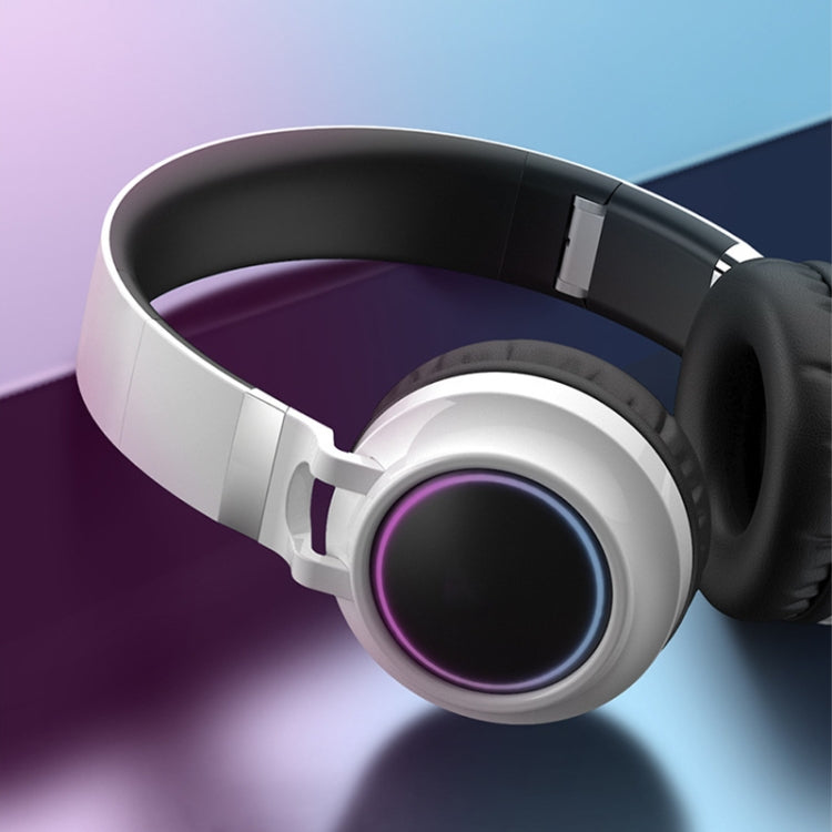 Casque stéréo HiFi sans fil pliable Bluetooth 5.0 à LED colorées avec micro, prise en charge carte TF / AUX 3,5 mm