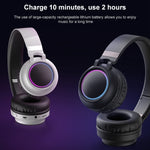 Casque stéréo HiFi sans fil pliable Bluetooth 5.0 à LED colorées avec micro, prise en charge carte TF / AUX 3,5 mm