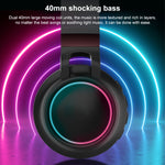 Casque stéréo HiFi sans fil pliable Bluetooth 5.0 à LED colorées avec micro, prise en charge carte TF / AUX 3,5 mm