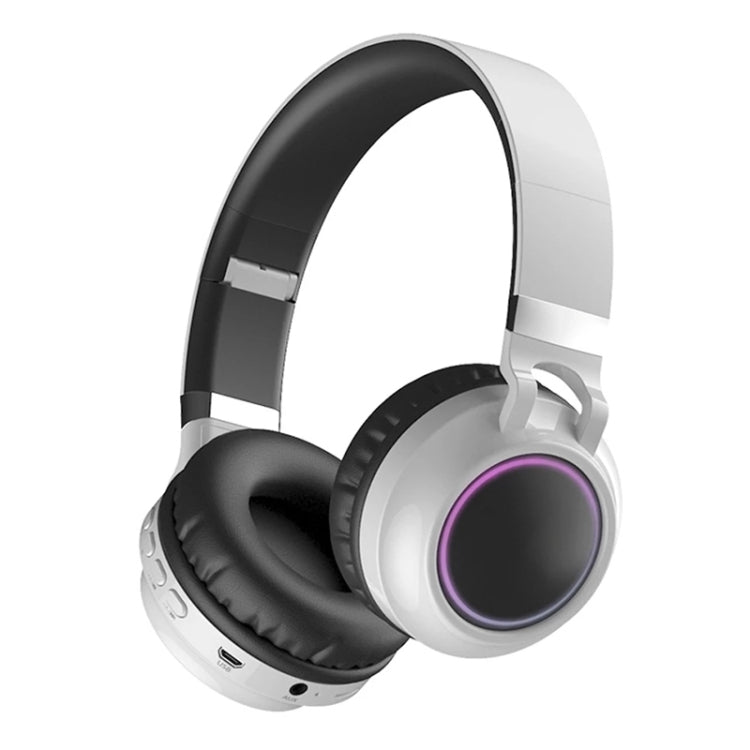 Casque stéréo HiFi sans fil pliable Bluetooth 5.0 à LED colorées avec micro, prise en charge carte TF / AUX 3,5 mm