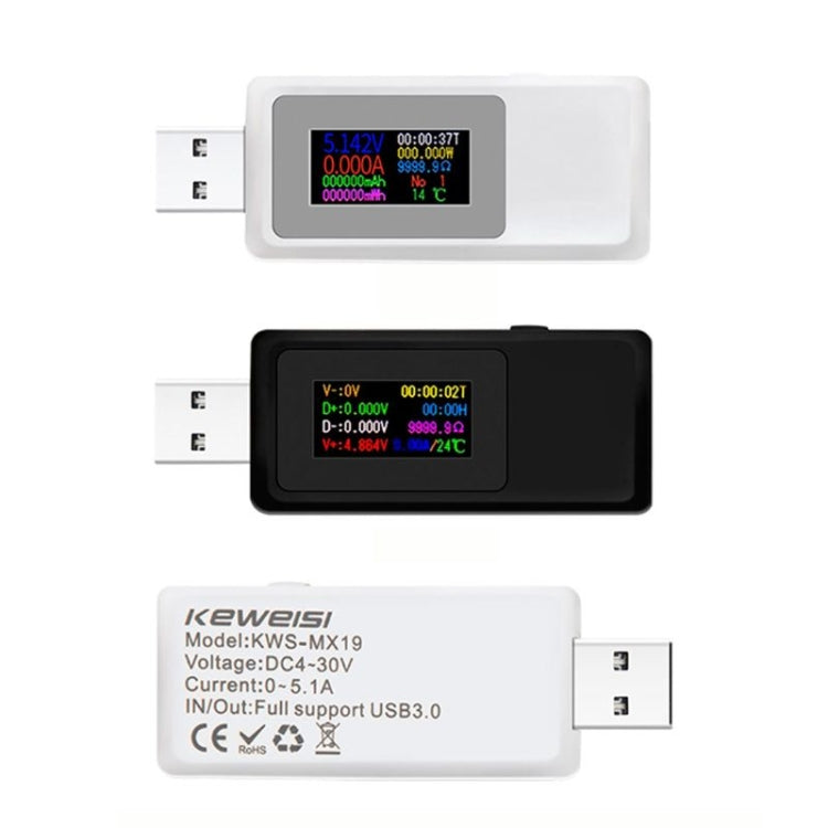 Testeur USB Keweisi KWS-MX19 DC 4V-30V 0-5A détecteur de courant et tension, KWS-MX19