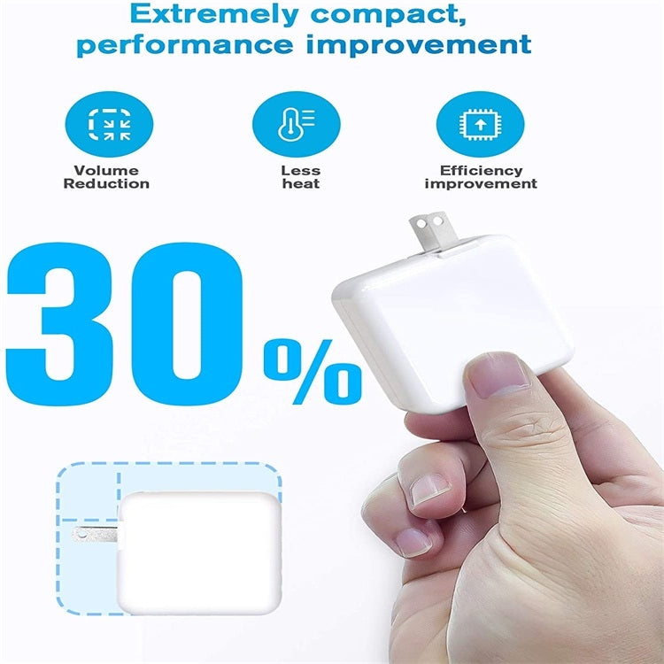 Adaptateur secteur portable 30W USB-C / Type-C pour ordinateur portable avec câble de charge USB-C / Type-C 1,8m, prise UK 30W, prise AU 30W, prise US 30W, prise EU 30W