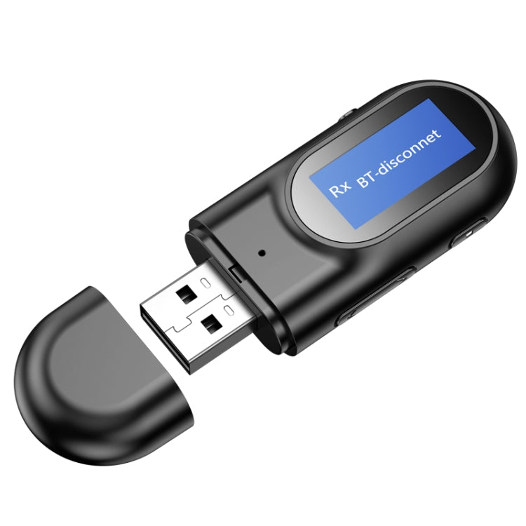Récepteur Émetteur Bluetooth 5.0 USB T17 Adaptateur Audio 2 en 1 avec Écran LCD pour PC TV Voiture AUX 3,5mm, v5.0
