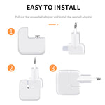 2 pièces adaptateur secteur XJ01 pour chargeur iPad 10W 12W & chargeur série MacBook, prise EU, prise EU