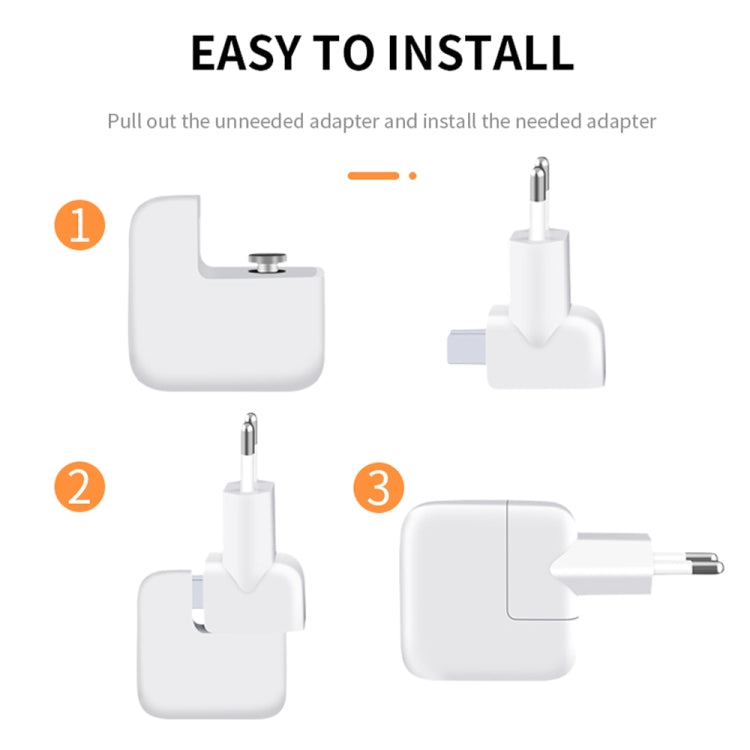 2 pièces adaptateur secteur XJ01 pour chargeur iPad 10W 12W & chargeur série MacBook, prise EU, prise EU