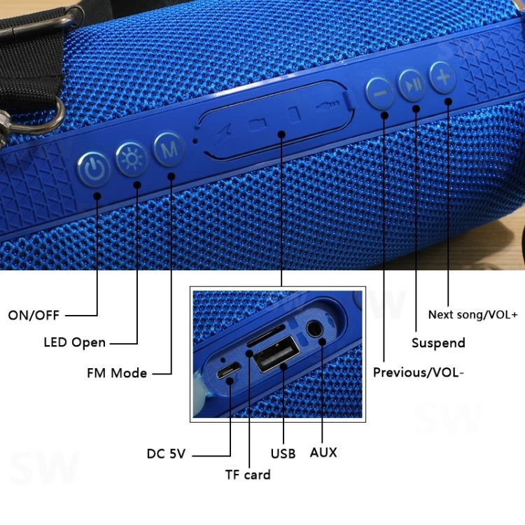 Enceinte Bluetooth sans fil portable T&G TG192 LED à lumière clignotante, basses profondes, son stéréo 3D, support FM / carte TF / USB