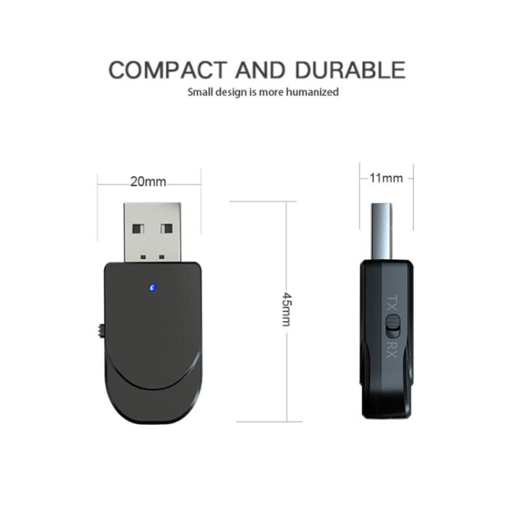 KN330 Adaptateur Bluetooth USB 5.0 2 en 1 Émetteur Récepteur sans Fil pour Ordinateur TV Voiture