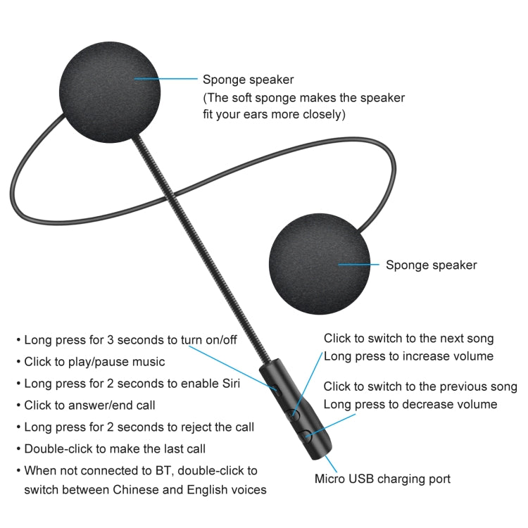 Casque Bluetooth pour casque de moto T4 BT 5.0 stéréo se connectant automatiquement avec support SIRI, T4
