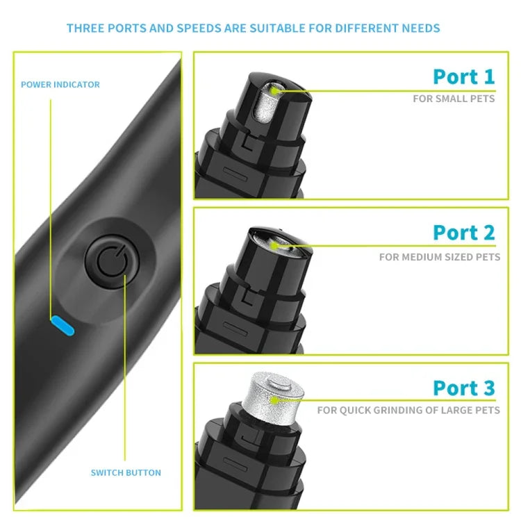 Polissoir à ongles électrique pour chien et chat, kit de lime à ongles portable pour animaux de compagnie, coupe-griffes