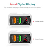 F002C Chargeur rapide QC3.0 USB + USB 2.0 avec affichage numérique LED et câble de données USB vers 8 broches, prise US, prise US + câble 8 broches
