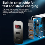 F002C Chargeur rapide QC3.0 USB + USB 2.0 avec affichage numérique LED et câble de données USB vers 8 broches, prise US, prise US + câble 8 broches