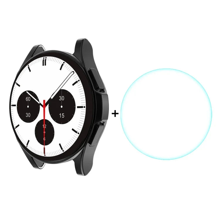Pour Samsung Galaxy Watch4 Classic 46 mm ENKAY Hat-Prince Étui souple galvanisé à couverture complète en TPU transparent HD + protecteur d'écran en verre trempé, Pour Samsung Galaxy Watch4 Classic 46 mm
