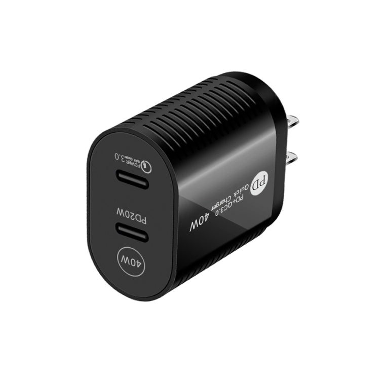 Chargeur rapide double port 40W PD / Type-C pour séries iPhone / iPad, prise US, prise US