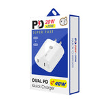 Chargeur rapide double port 40W PD / Type-C pour séries iPhone / iPad, prise US, prise US