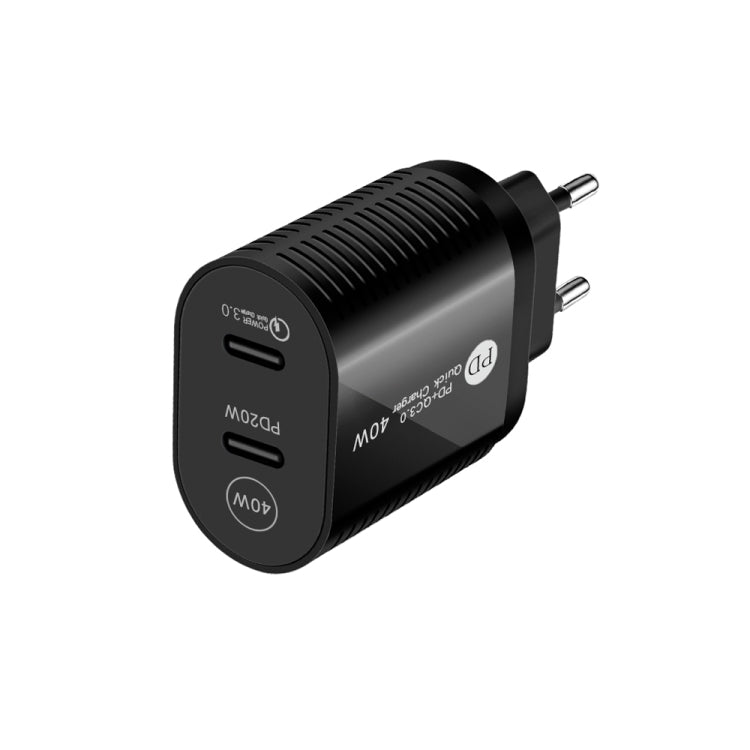 Chargeur rapide double port 40W PD / Type-C pour séries iPhone / iPad, prise EU, prise EU