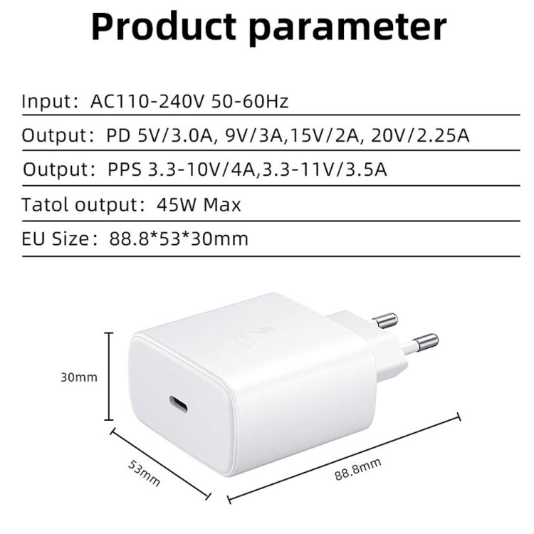 Chargeur rapide 45W USB-C / port Type-C M135, prise EU, prise EU