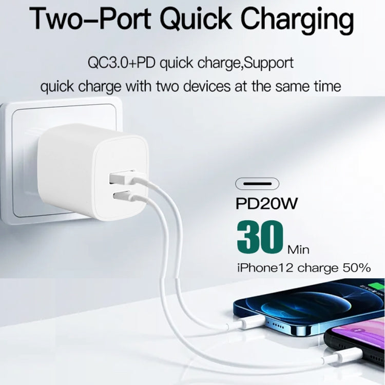 CS-20W Chargeur rapide portable mini à double port PD3.0 + QC3.0, chargeur