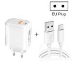 Chargeur rapide portable mini CS-20W PD3.0 + QC3.0 double port avec câble USB 3A vers Type-C, chargeur + câble USB vers Type-C