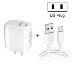 Chargeur rapide portable mini CS-20W PD3.0 + QC3.0 double port avec câble USB 3A vers Type-C, chargeur + câble USB vers Type-C