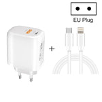 CS-20W Chargeur rapide portable mini à double port PD3.0 + QC3.0 avec câble de données Type-C 3A vers 8 broches, chargeur + câble Type-C vers 8 broches