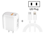 CS-20W Chargeur rapide portable mini à double port PD3.0 + QC3.0 avec câble de données Type-C 3A vers 8 broches, chargeur + câble Type-C vers 8 broches