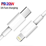 CS-20W Chargeur rapide portable mini à double port PD3.0 + QC3.0 avec câble de données Type-C 3A vers 8 broches, chargeur + câble Type-C vers 8 broches