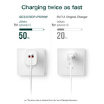 CS-20W Chargeur rapide portable mini à double port PD3.0 + QC3.0 avec câble de données Type-C 3A vers 8 broches, chargeur + câble Type-C vers 8 broches