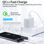 CS-20W Chargeur rapide portable mini à double port PD3.0 + QC3.0 avec câble de données Type-C 3A vers 8 broches, chargeur + câble Type-C vers 8 broches