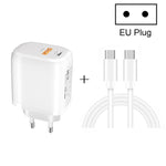 Mini chargeur rapide portable CS-20W PD3.0 + QC3.0 double port avec câble de données Type-C vers Type-C 3A, chargeur + câble Type-C vers Type-C