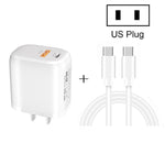 Mini chargeur rapide portable CS-20W PD3.0 + QC3.0 double port avec câble de données Type-C vers Type-C 3A, chargeur + câble Type-C vers Type-C