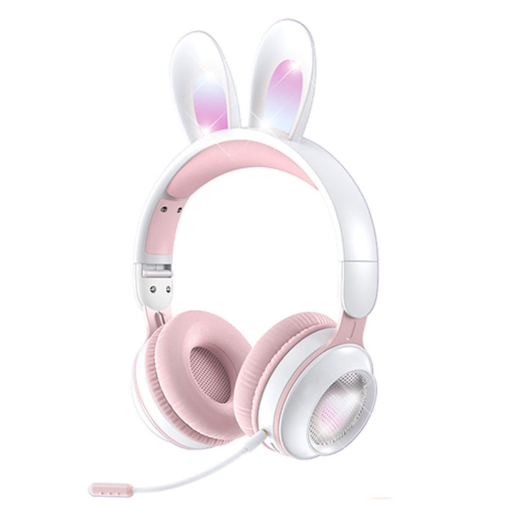 KE-01 Casque pliable stéréo sans fil Bluetooth 5.0 à oreilles de lapin avec micro pour PC