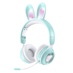 KE-01 Casque pliable stéréo sans fil Bluetooth 5.0 à oreilles de lapin avec micro pour PC