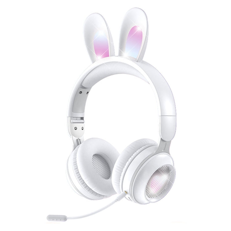 KE-01 Casque pliable stéréo sans fil Bluetooth 5.0 à oreilles de lapin avec micro pour PC